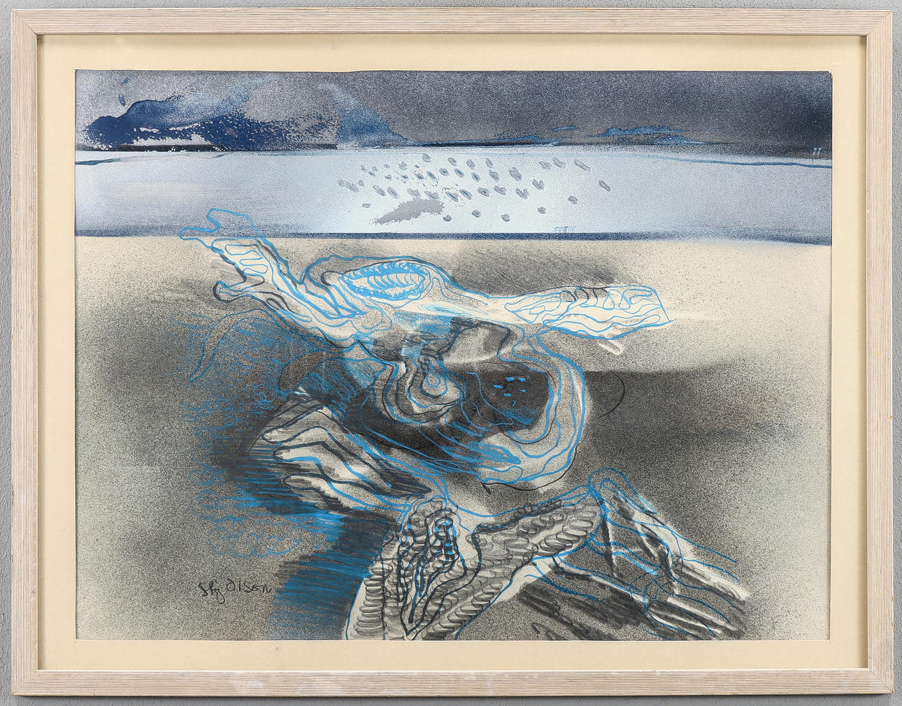 STIG OLSON. Mixed media, signed.