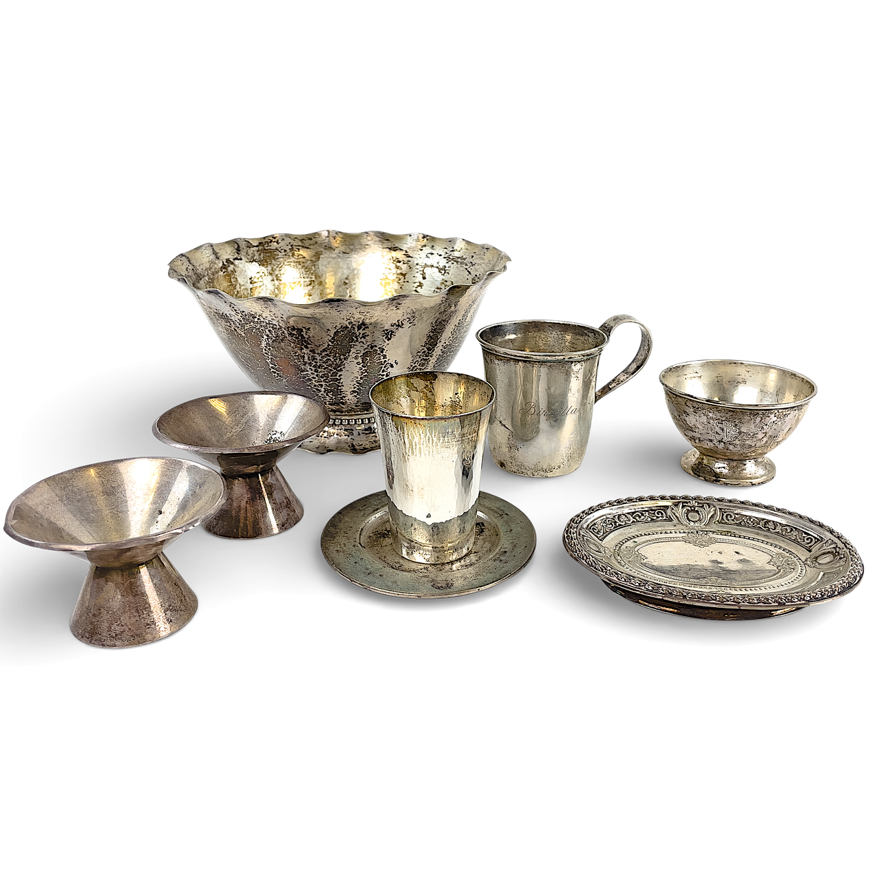LOT OF SILVER OBJECTS, 8 pieces, weight approx. 576 grams. Silver ...
