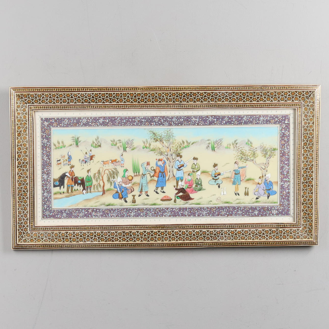 GOUACHE PÅ PAPPER, " Figurscen" indopersisk.