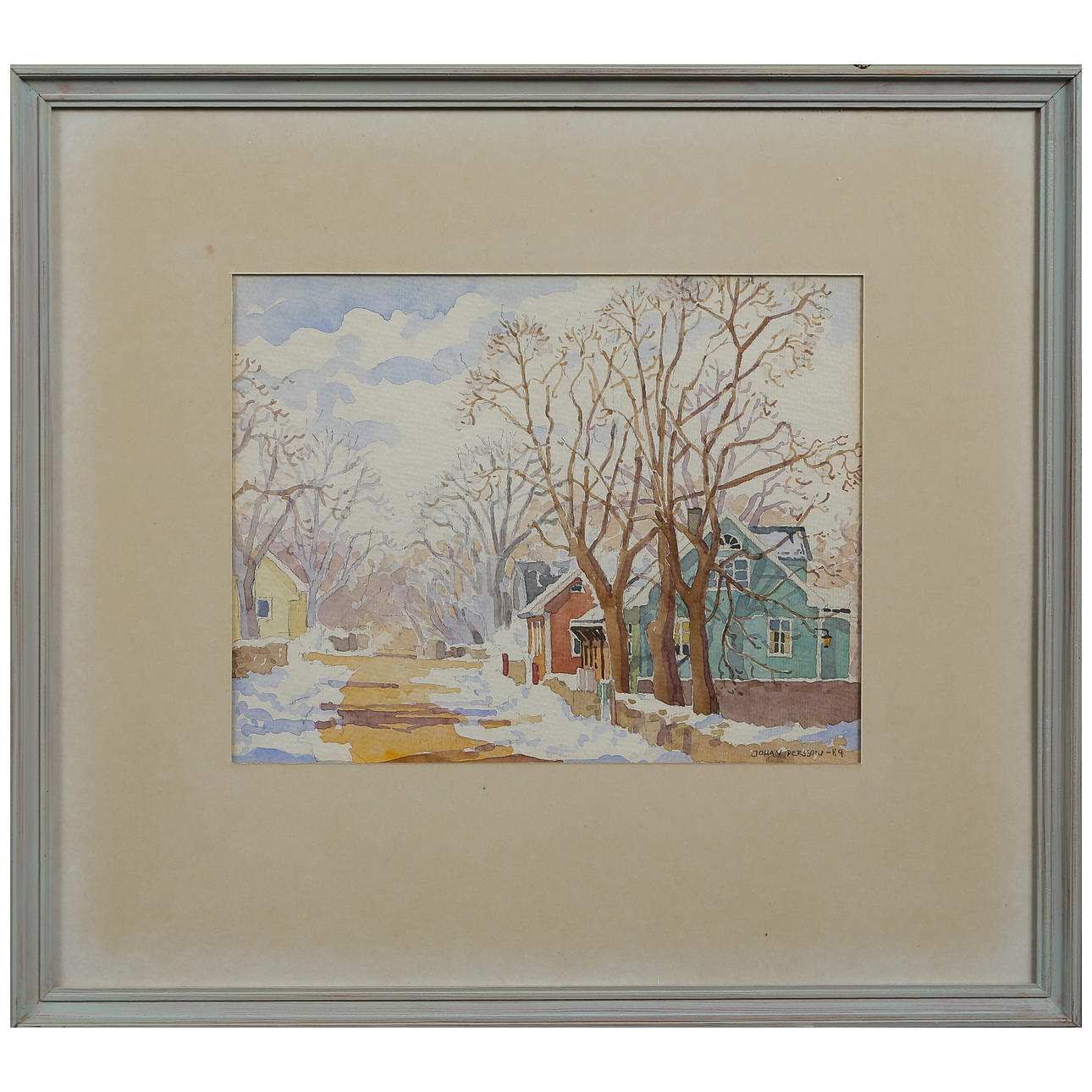 JOHAN PERSSON. WATERCOLOUR, SIGNED, DATED 89, GLAZED.