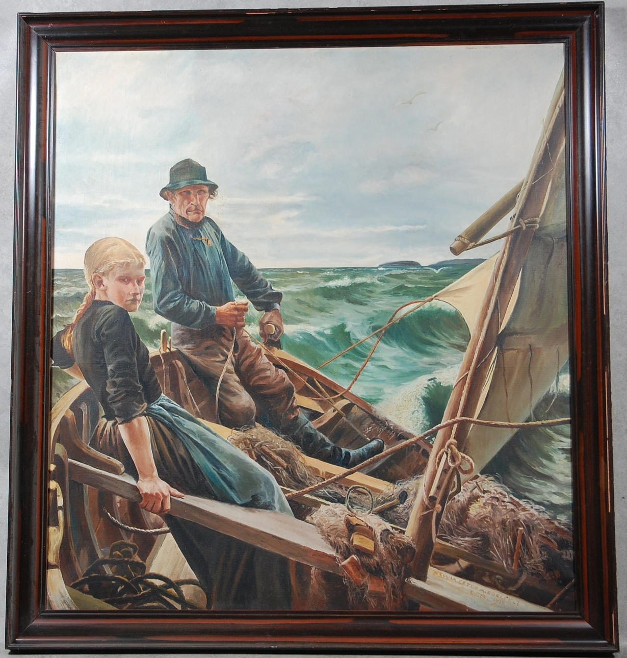 ALBERT EDELFELT. EFTER. 1854-1905 " Till sjöss "olja på duk, monogram signerad OR 1912.