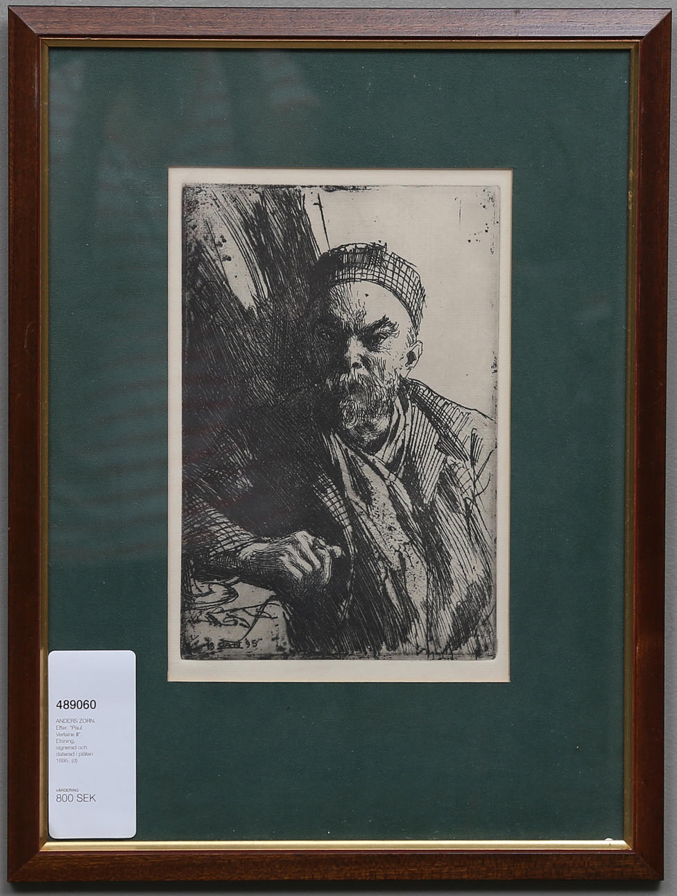 ANDERS ZORN. After. "Paul Verlaine II". Etching, signed and dated in the plate 1895.