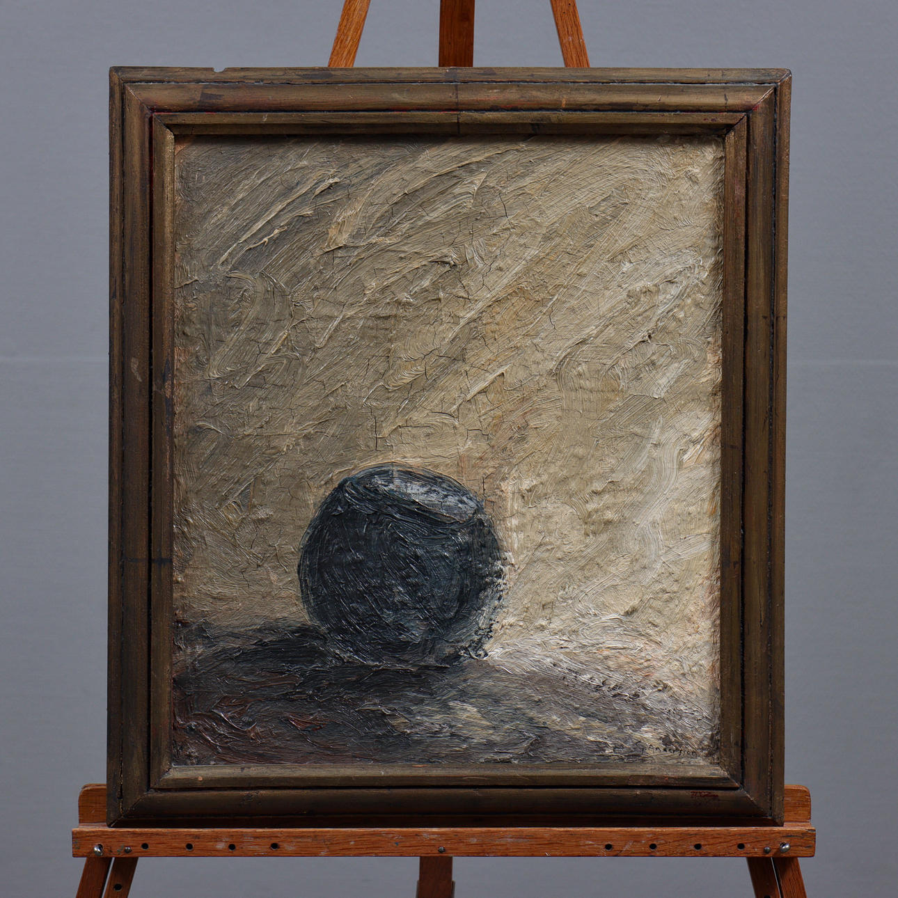 GORDAN ANDERSSON “KRUKAN” OIL ON PANEL, SIGNED, TEXT ON VERSO.