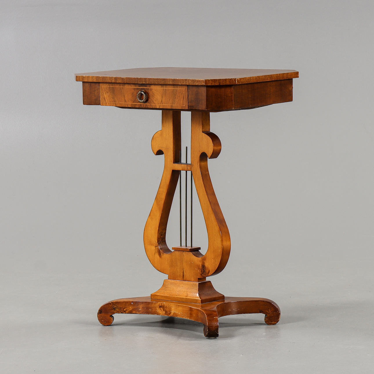 SEWING TABLE with lyre, birch.