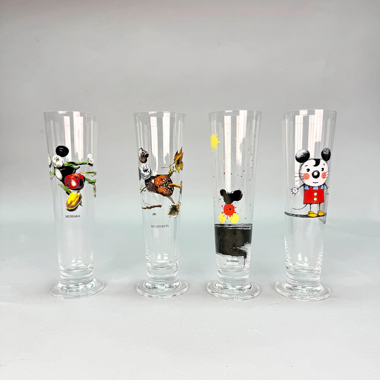 BEER GLASSES - 4 pcs Lasse Åberg, Signed.