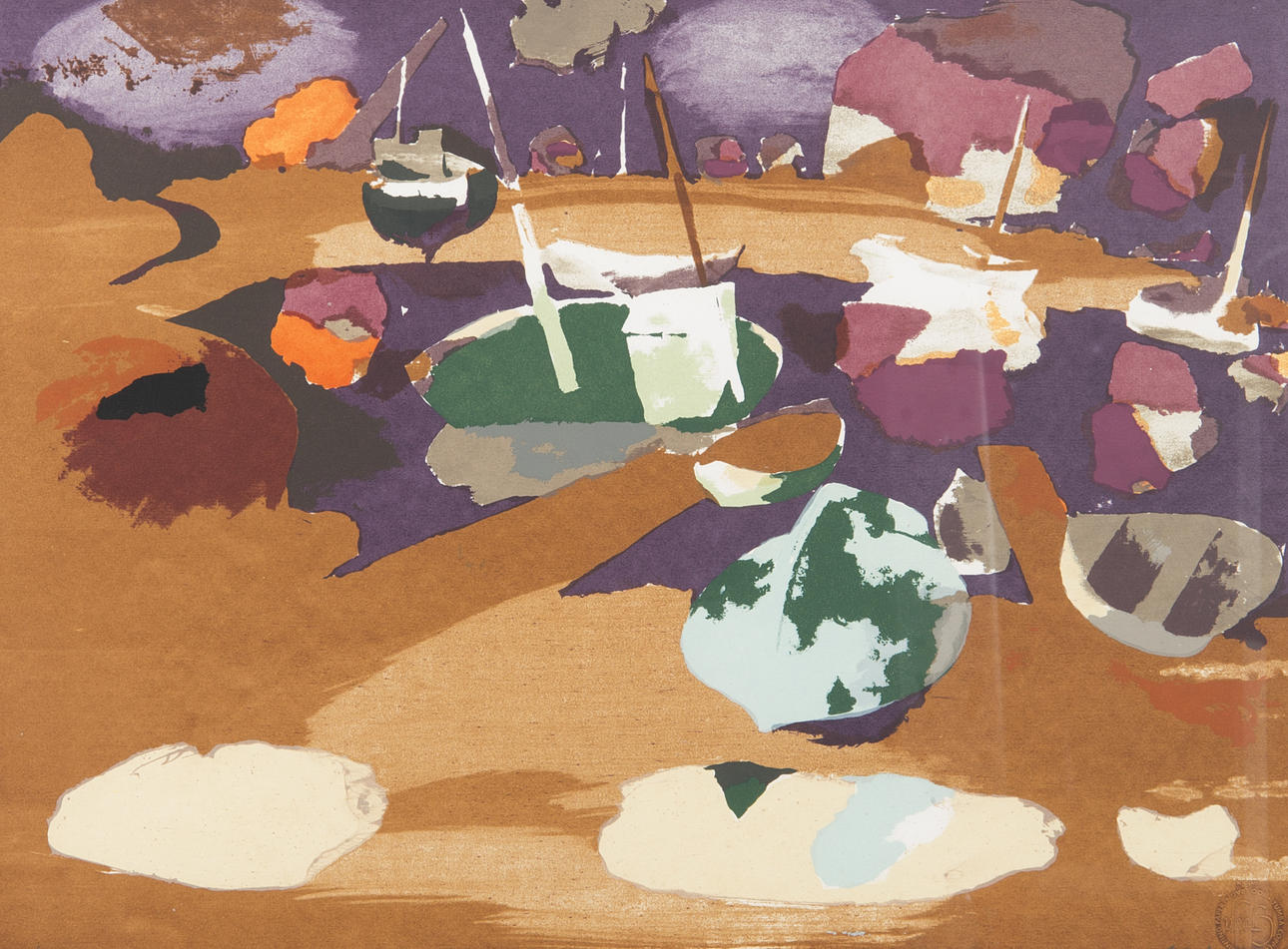 LAGE LINDELL. Komposition, färglitografi, signerad L. Lindell.