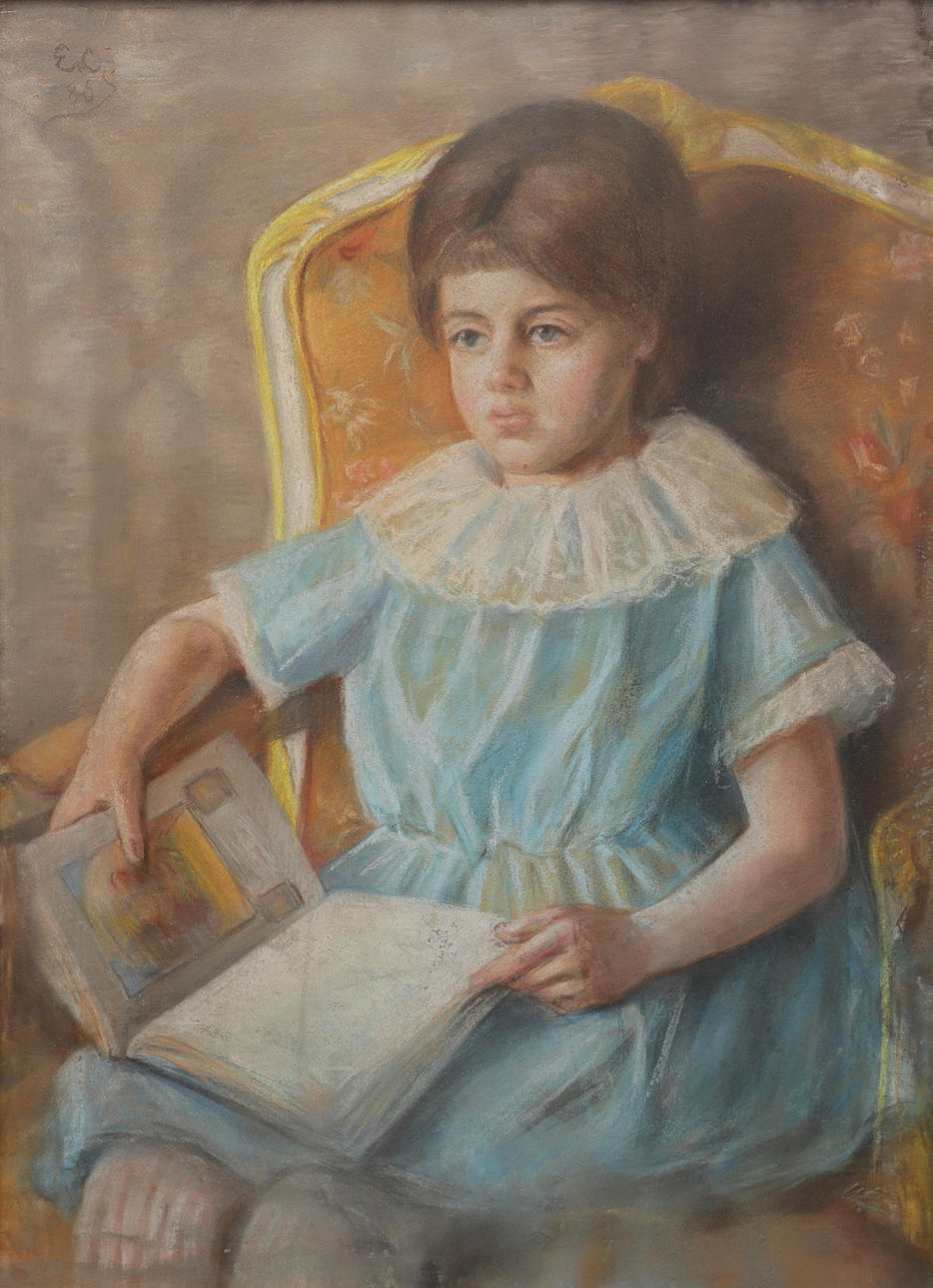 OIDENTIFIERAD KONSTNÄR. “Miss Levertin”, pastel, signed and dated 86.