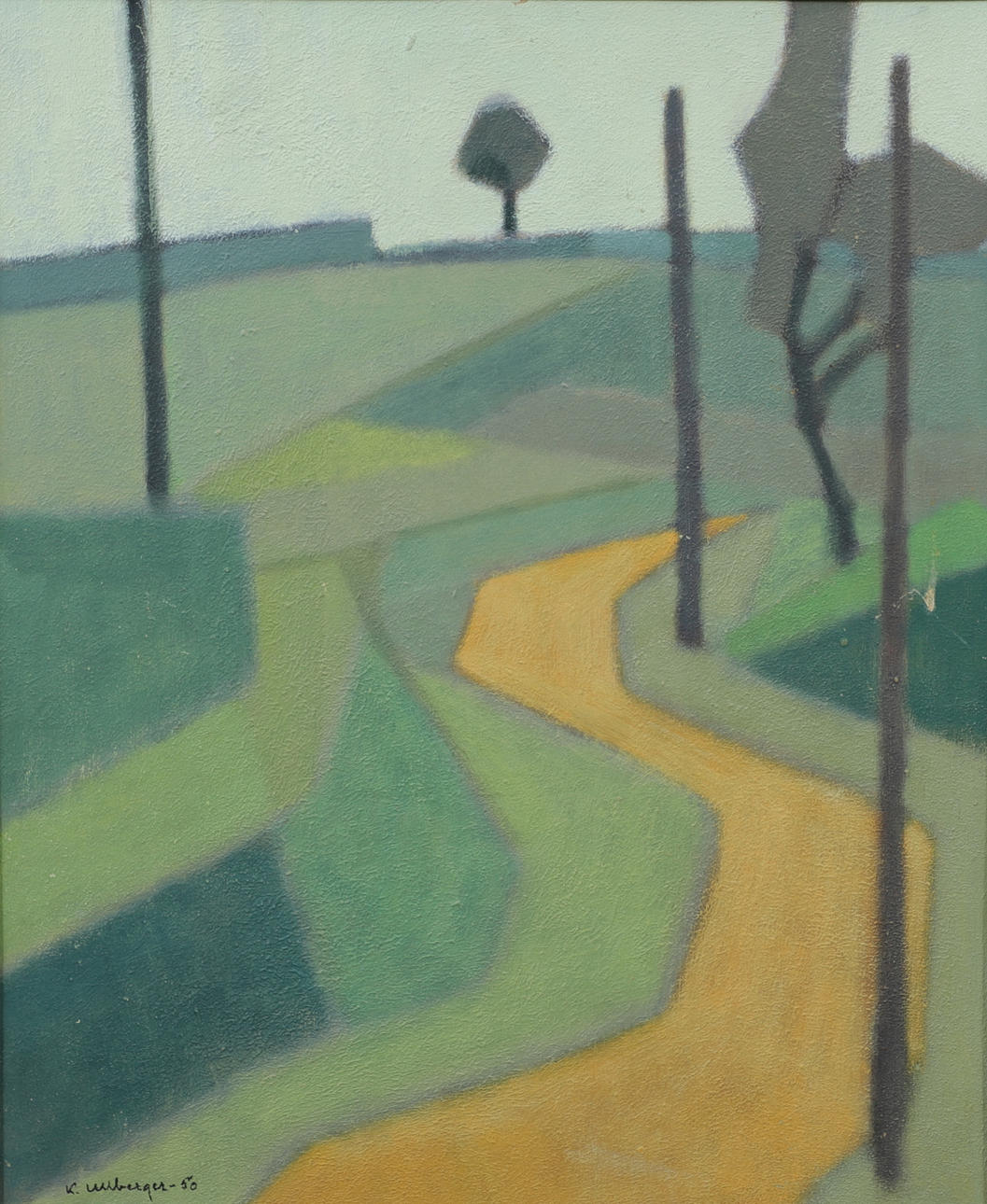 KURT ULLBERGER. Road in landscape, oil on panel, signed and dated -50.