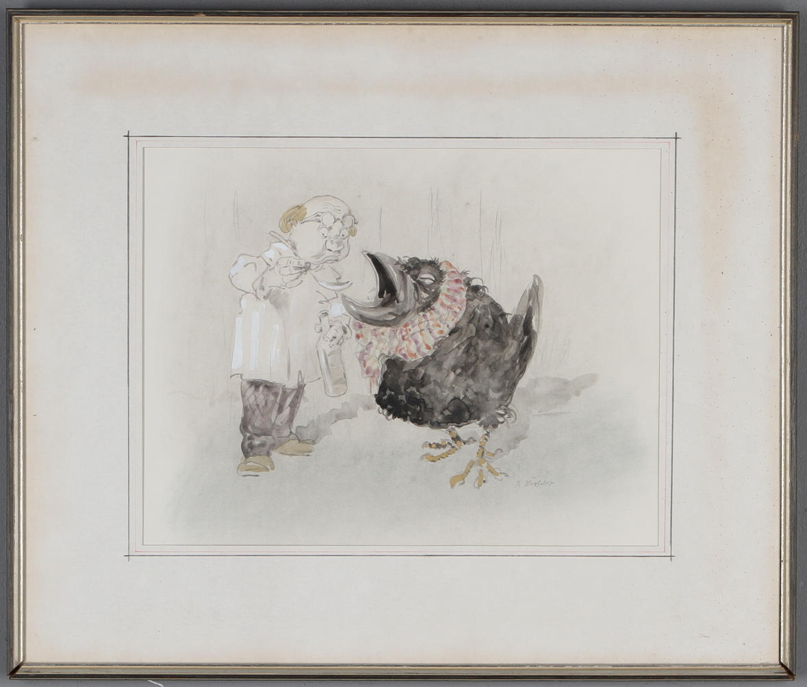 ROBERT HÖGFELDT. Besök hos doktorn, blandteknik, signerad.