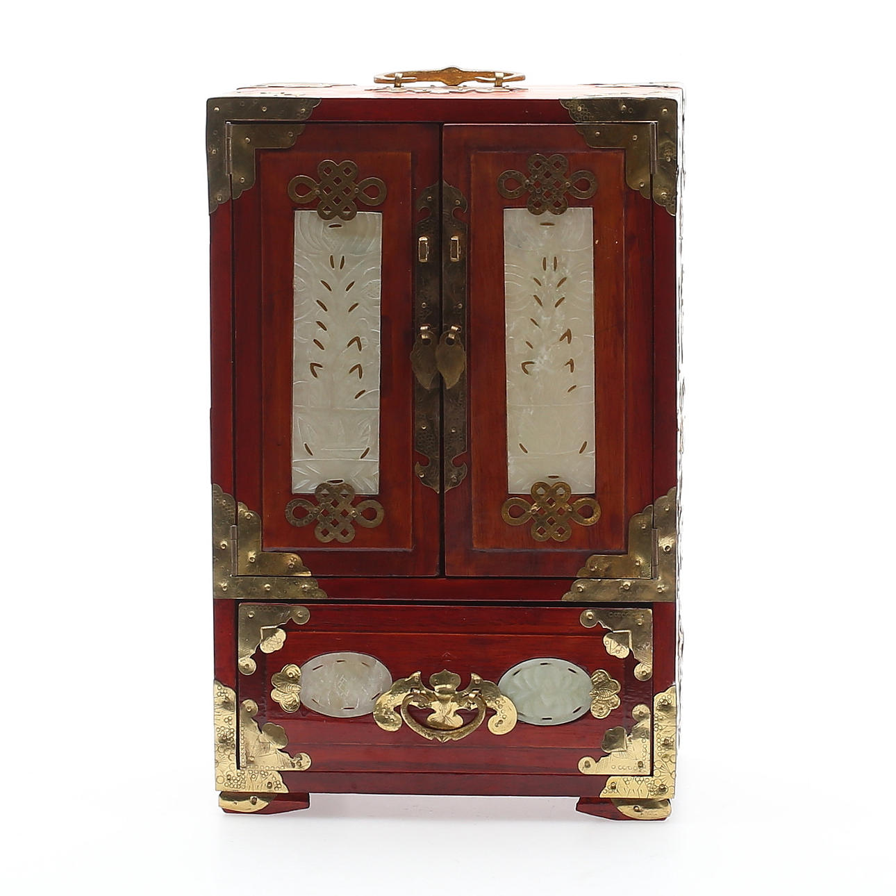 SMYCKESSKRIN, trä/jade, orientaliskt, 19/2000-tal.