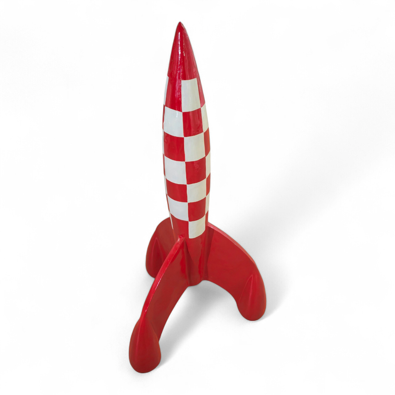 Tintin rocket on the moon. In patinated resin. Art - Sculptures