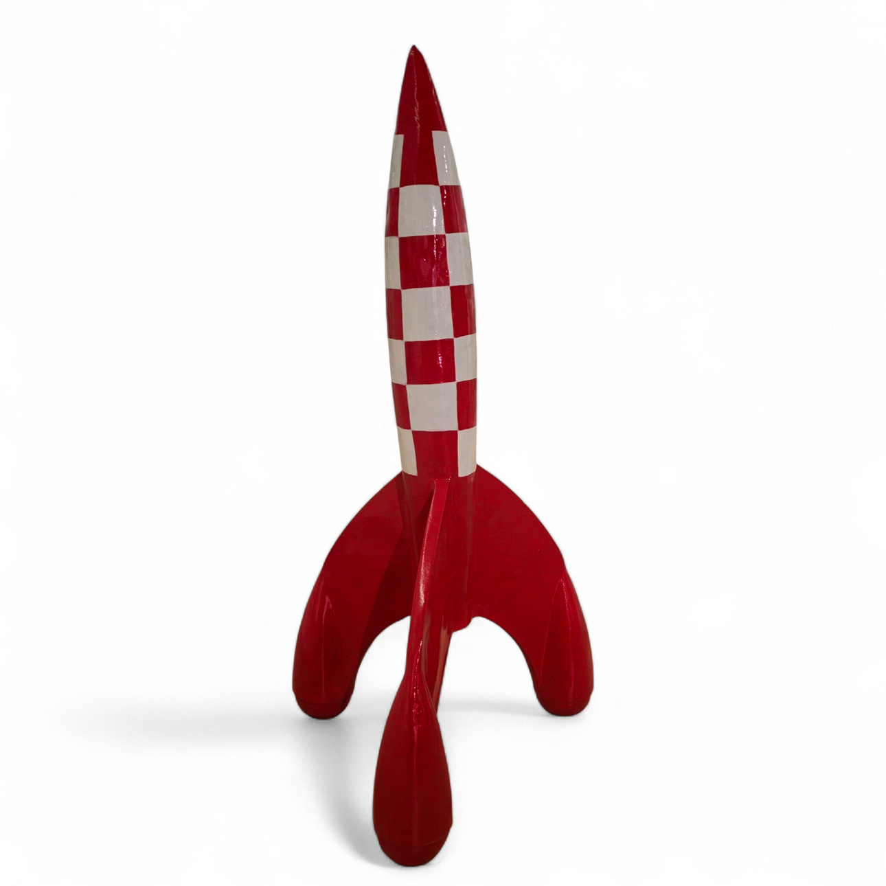 Tintin rocket on the moon. In patinated resin. Art - Sculptures