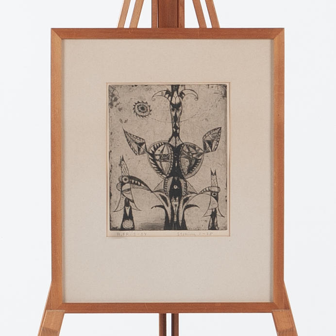 ALLAN FRIIS. Etching, Composition, Signed, dated -54 and numbered 1/25.