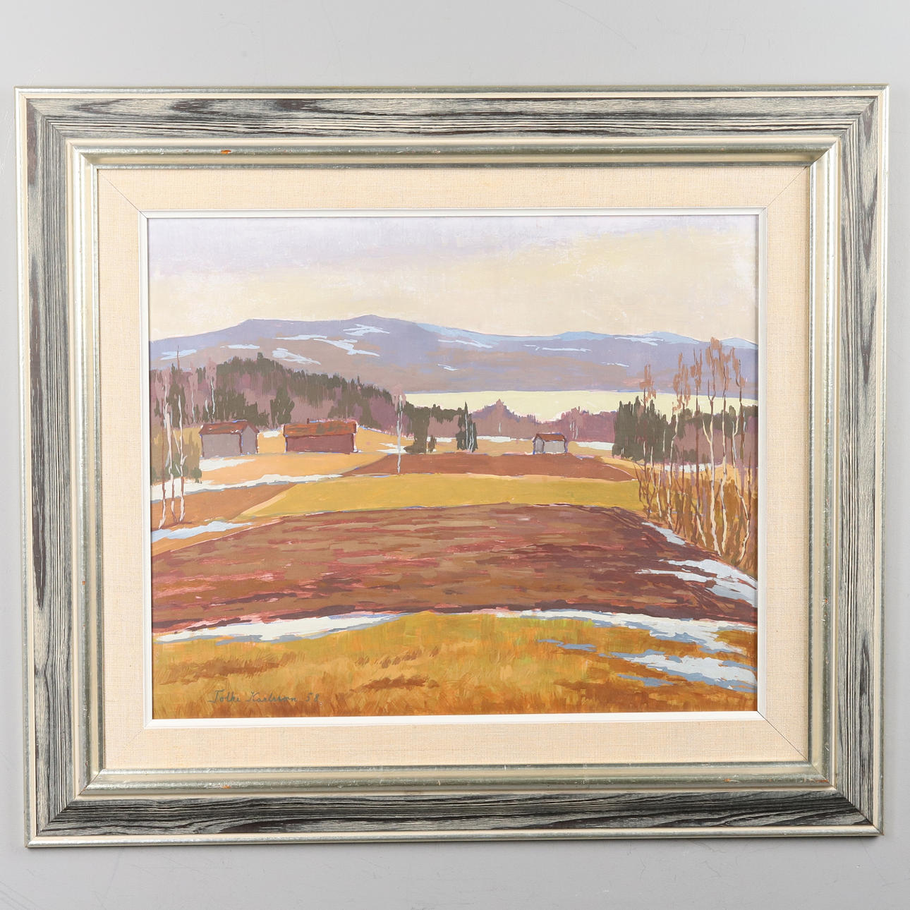 FOLKE KARLSSON. Oil on panel, “Landscape view”, signed and dated -58.
