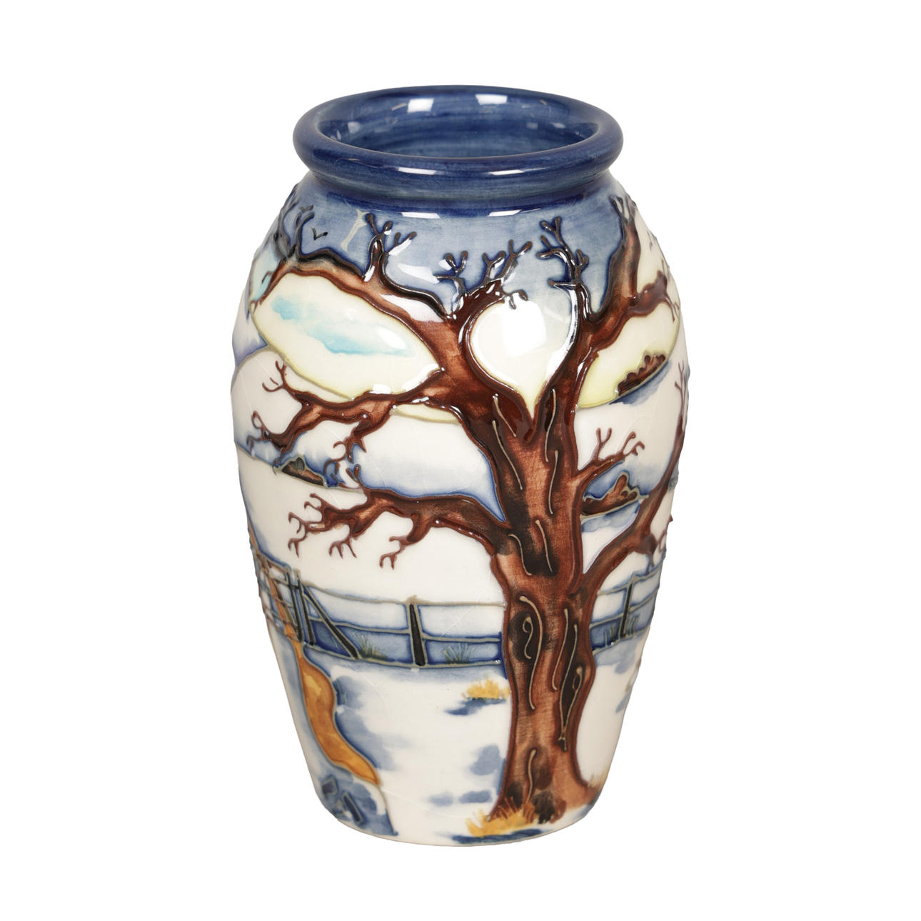 ANJI DAVENPORT FOR MOORCROFT, A SMALL BALUSTER VASE IN THE 