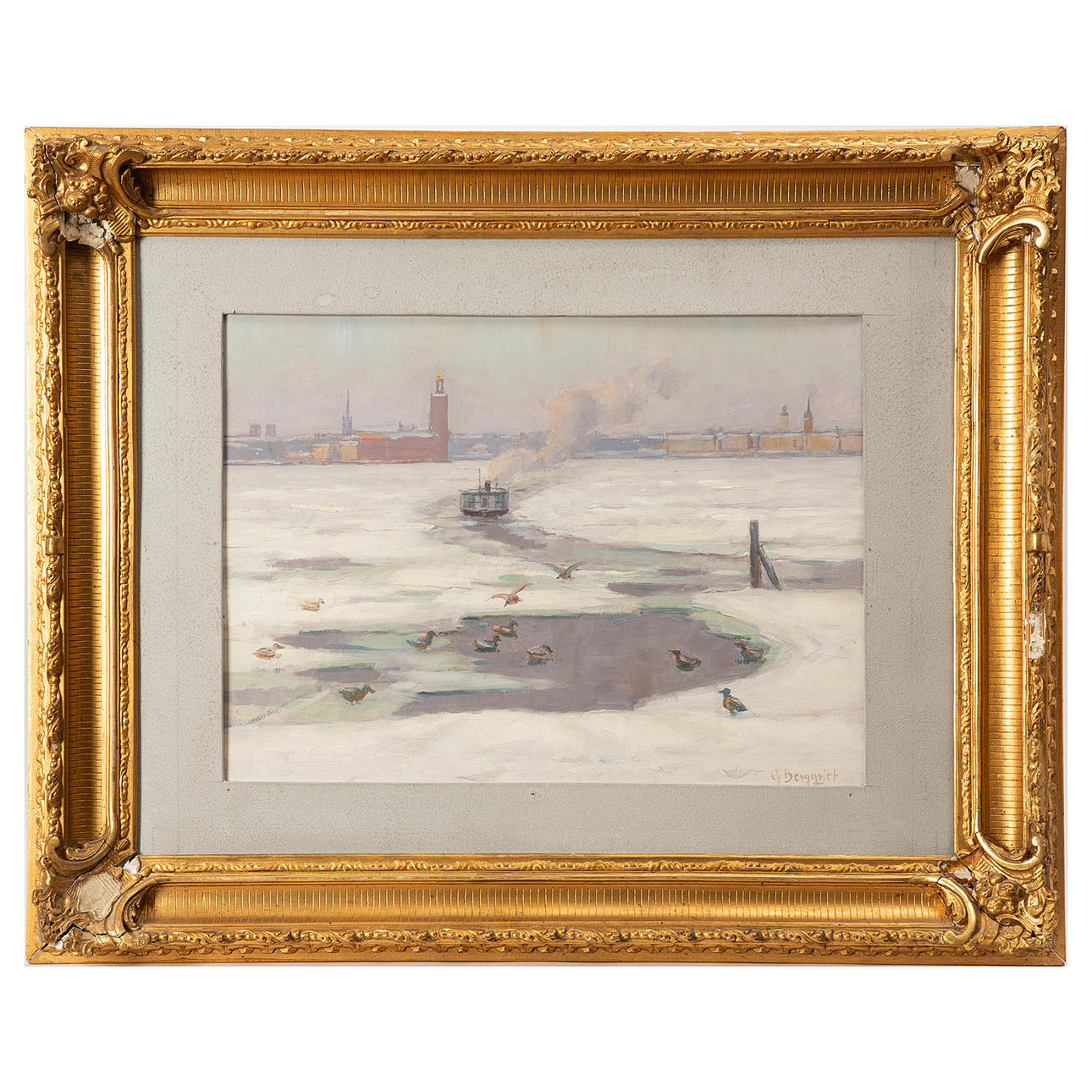 GUNNAR BERGQVIST. Oil on panel, signed.