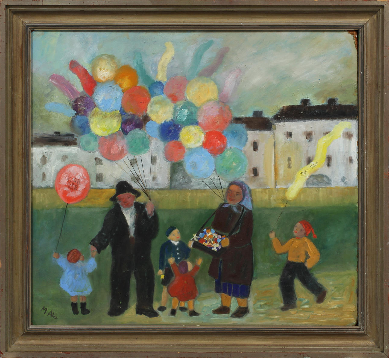 MÄRTA ALEXANDERSSON. "Vår i staden", olja på pannå, signerad.