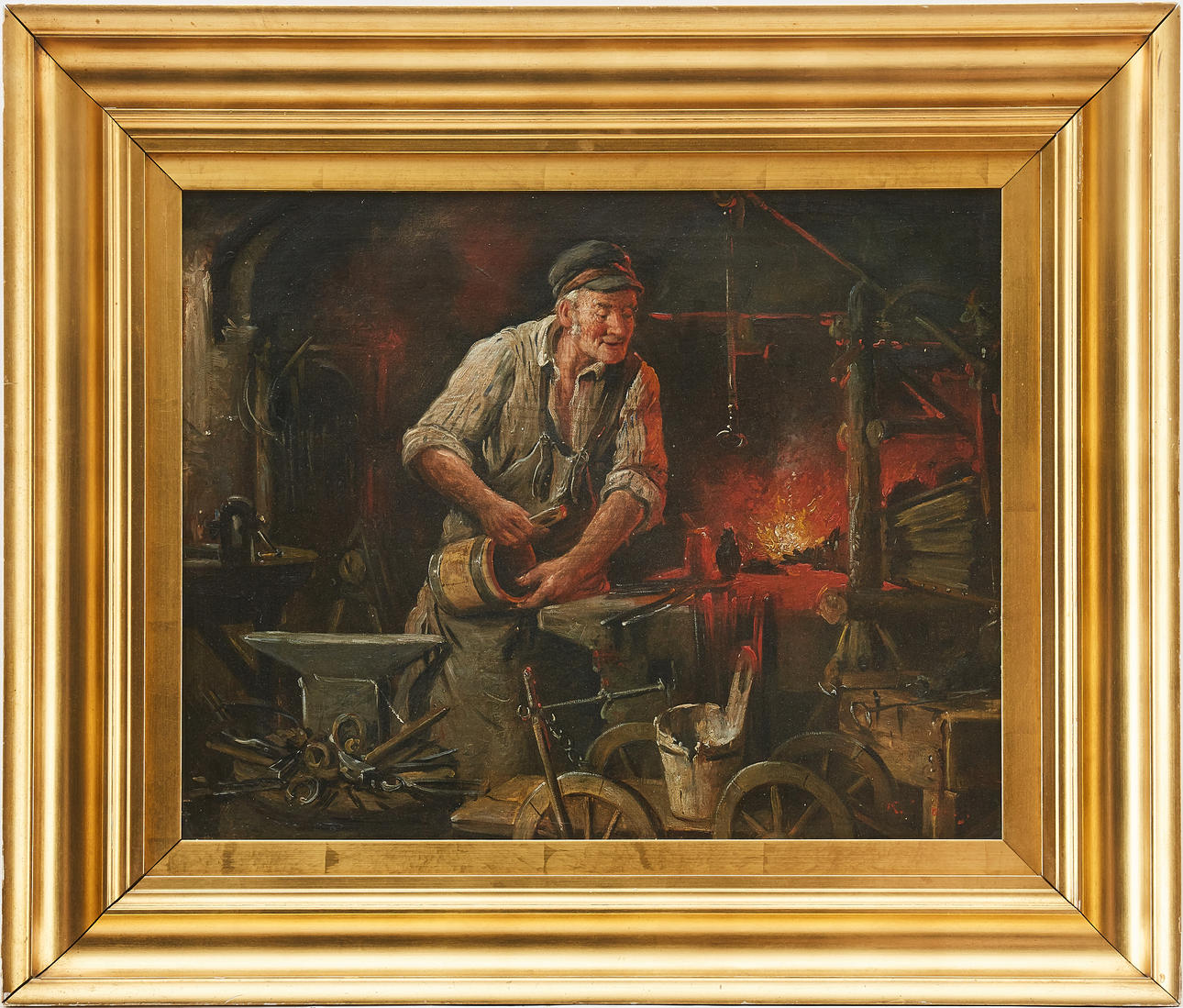 OKÄND KONSTNÄR, 1800-TAL. Seppä työssä.