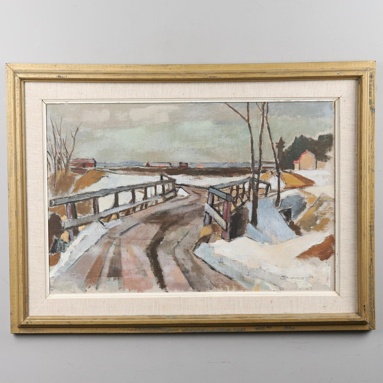 TORE LUNDBORG. OIL ON PANEL, “Transition”, signed, 1954.