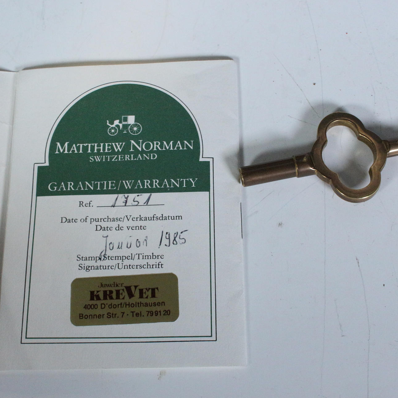MATTHEW NORMAN. Table clock/travel clock, brass, model 