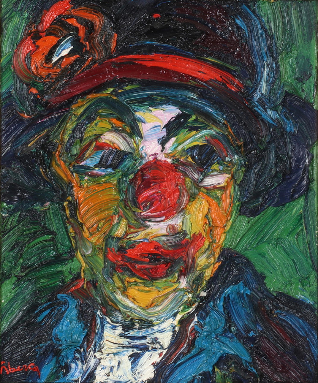 BENGT ÅBERG. “Clown”, oil on canvas, signed.