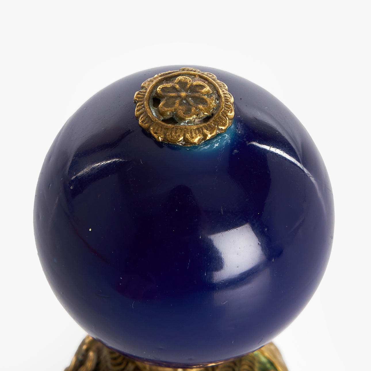 A Chinese Mandarin button, late Qing dynasty (1644—1912), bronze, blue ...