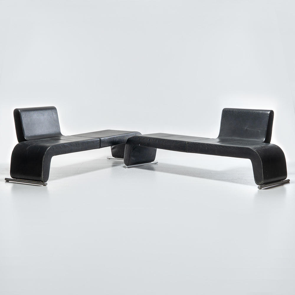 CHRISTINE SCHWARZER. Soffa, läder, "Poltergeist", för Blå Station, 2000-tal, ett par.