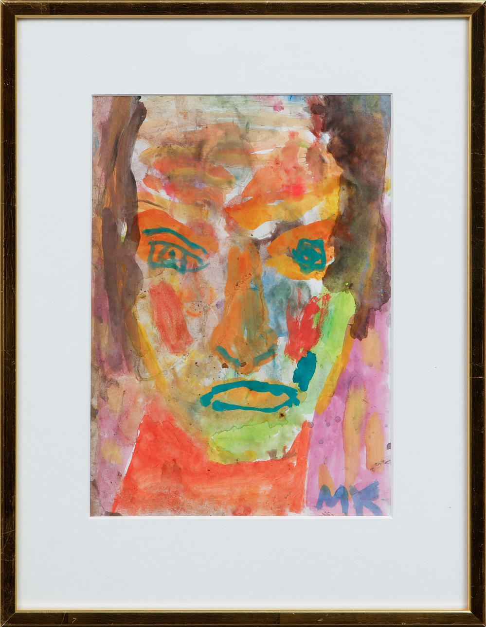 MAURITZ KARSTRÖM. Portrait, mixed media, signed.