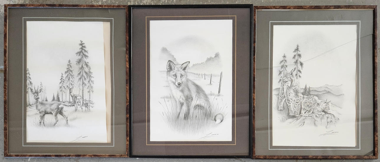 LARS NERMAN. Tryck, 4 st, signerade.