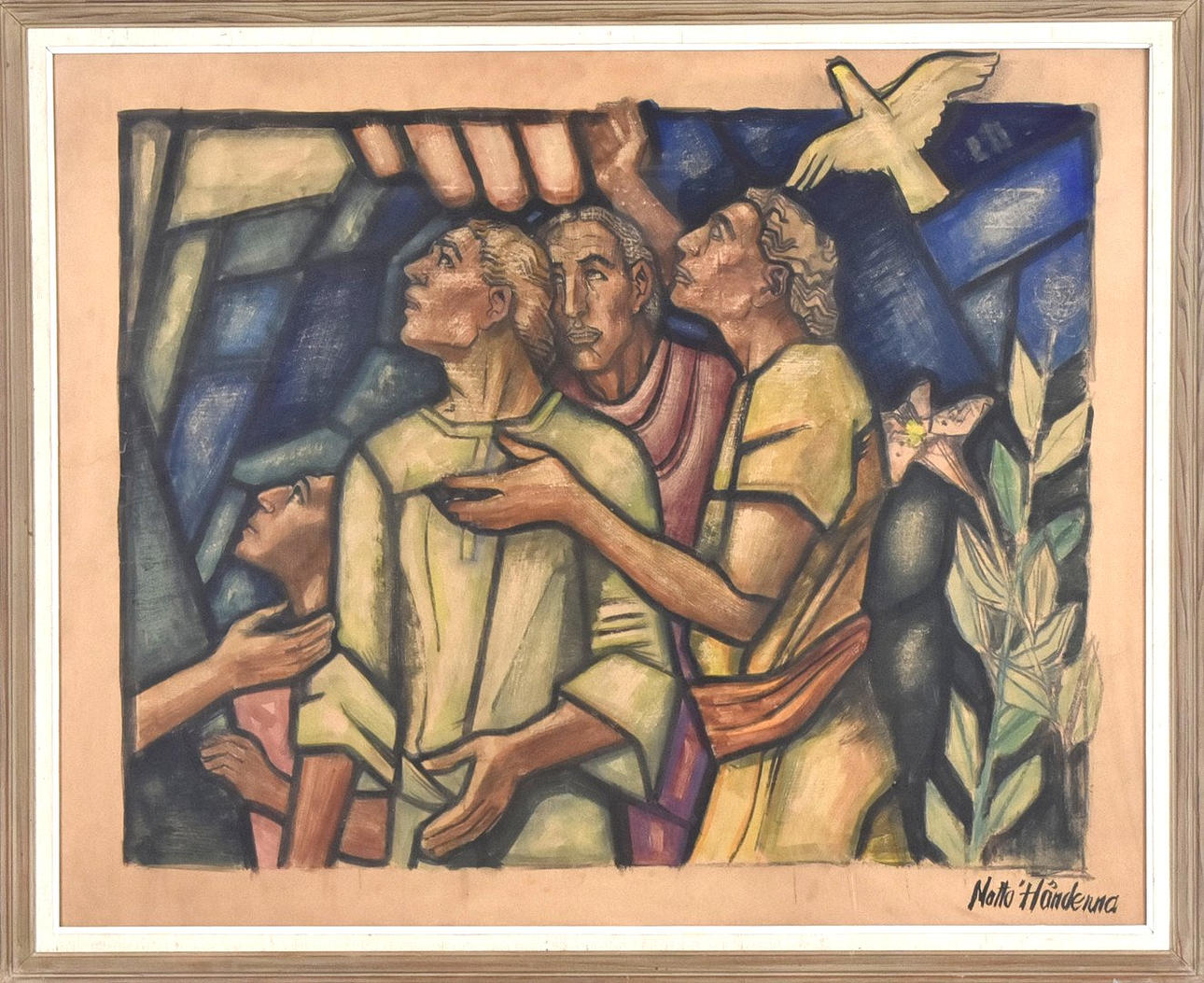 GUNNAR TORHAMN. Blandteknik "Motto Händerna".