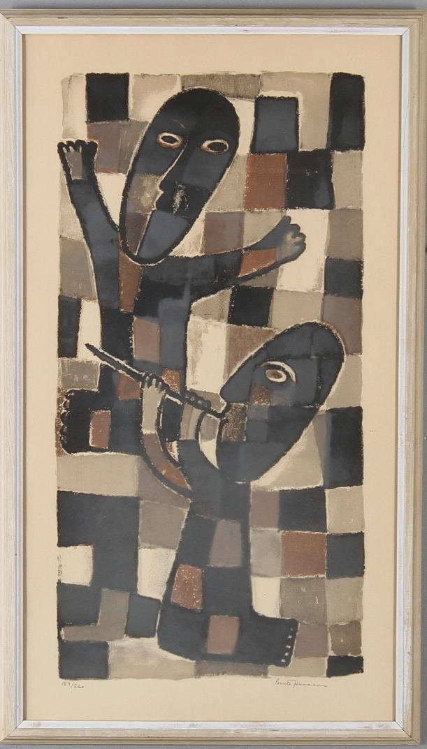 BERTA HANSSON. Figurkomposition, litografi, signerad och numrerad 189/260.