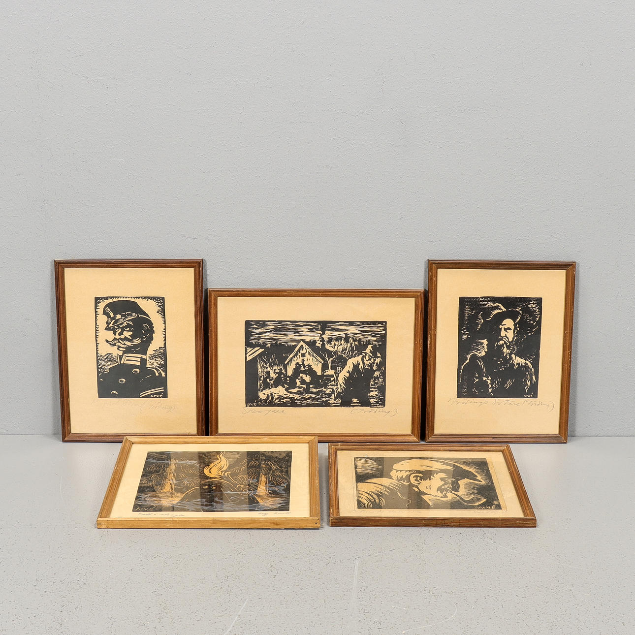 arvid-gustavsson-arv-5-stycken-handtryck-konst-grafik-auctionet