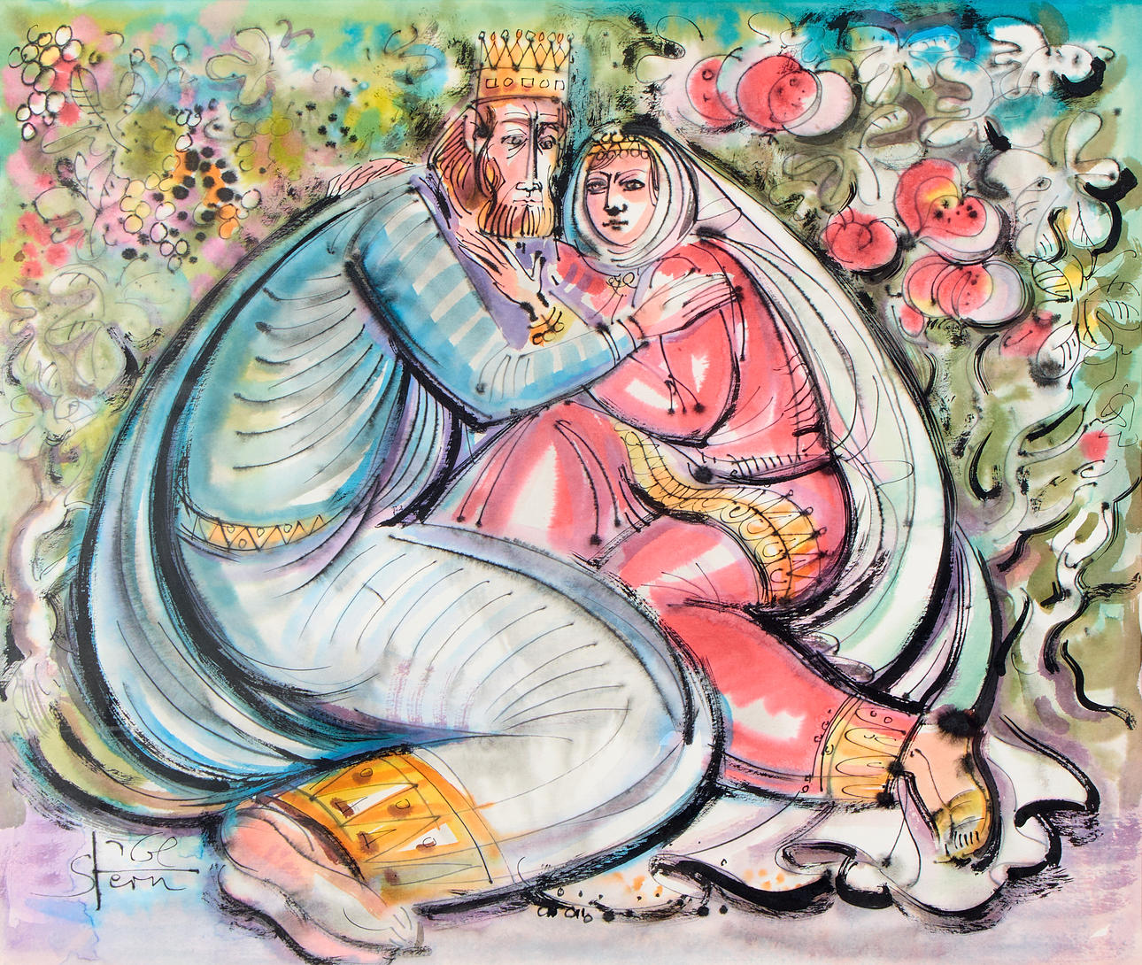 OIDENTIFIERAD KONSTNÄR. Motif with figures.