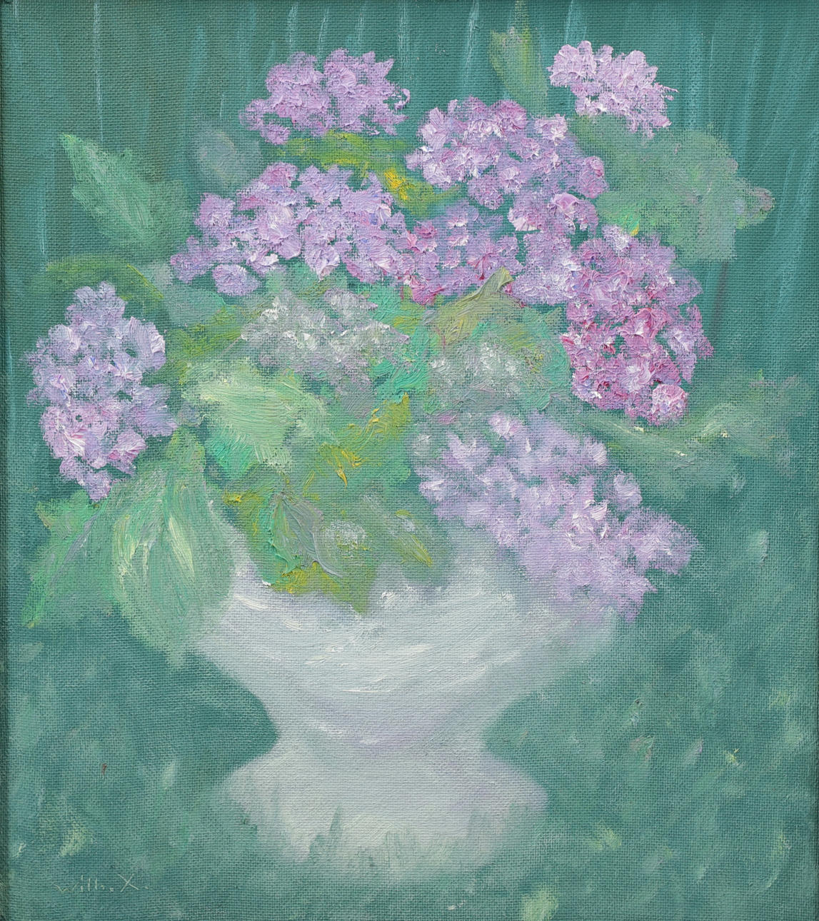 STURE AXELSSON. “Hydrangea”, oil on panel, signed Wilh. X.