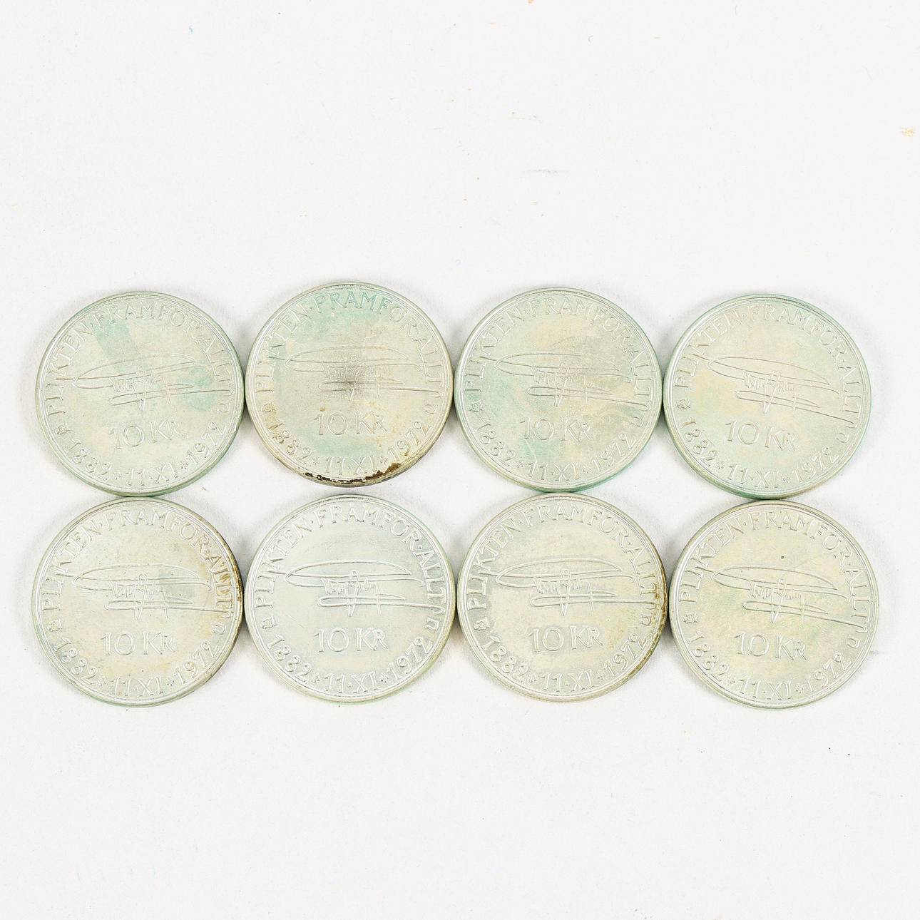 Jubilæumsmønter Sverige, 8 stk. 10 kroner.