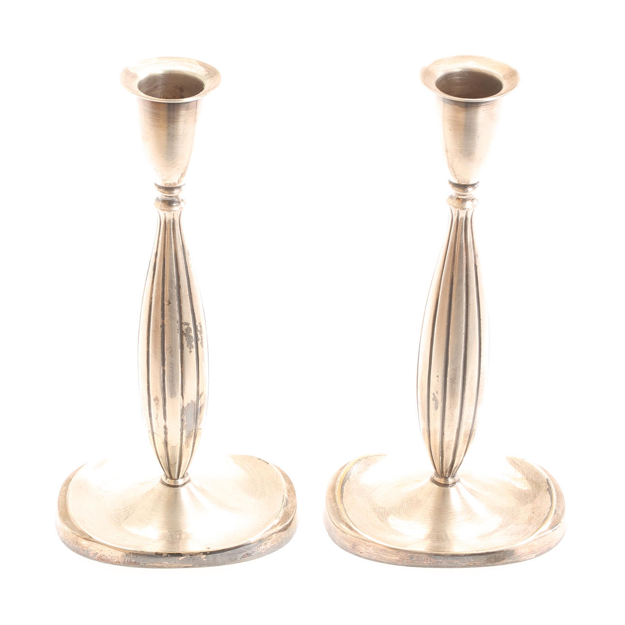 A set of 2 candlesticks, nickel silver.