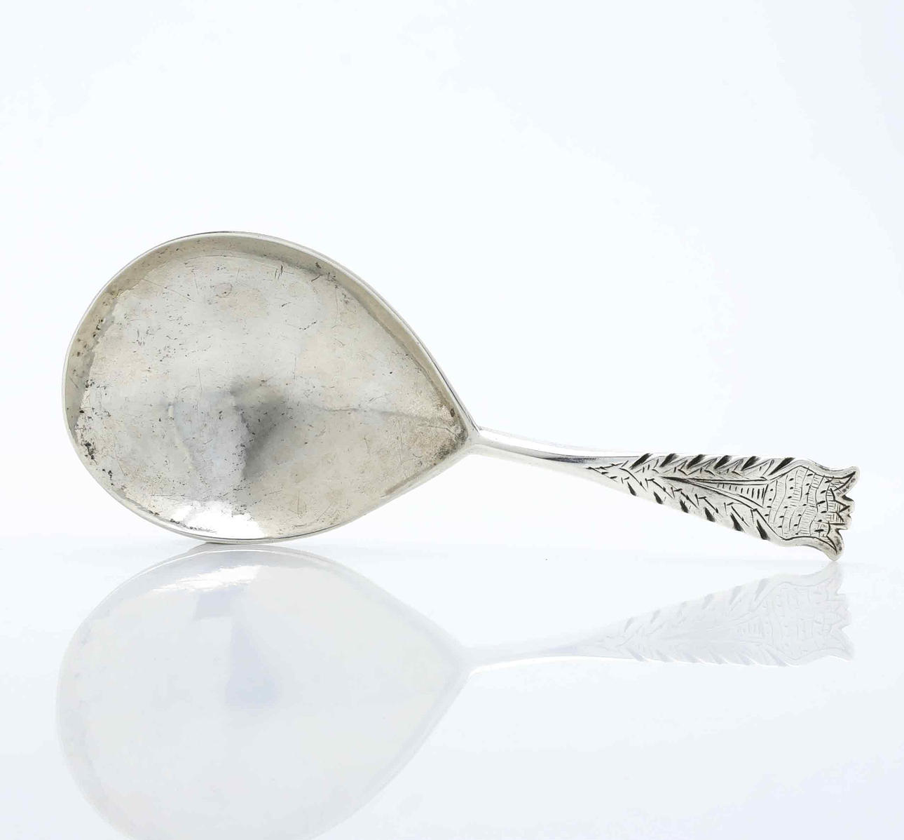 BRÄNNVINSSPOON, indistinct stamp, silver.