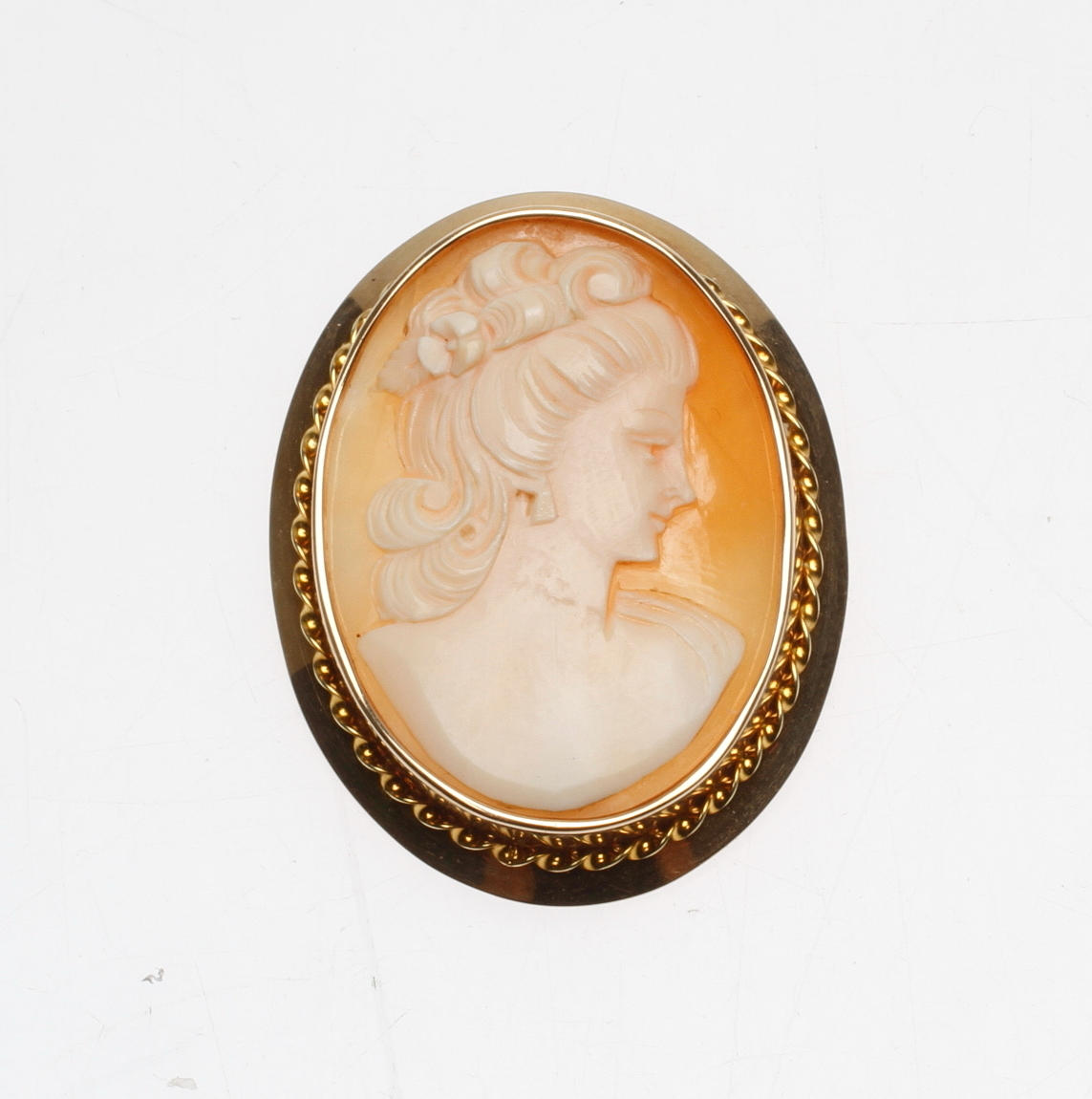 BROSCH/HÄNGE, guld, 14k, med camé, total vikt ca. 11,3 gram.