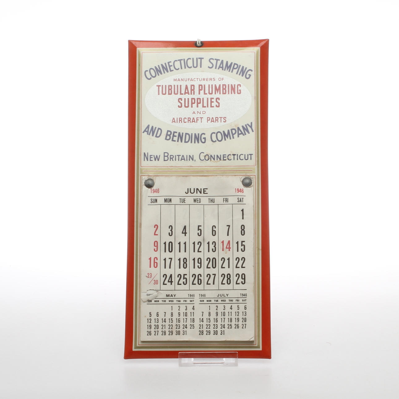 VÄGGALMANACKA, plåt, Conneticut Stamping and Bending Company, 1949.