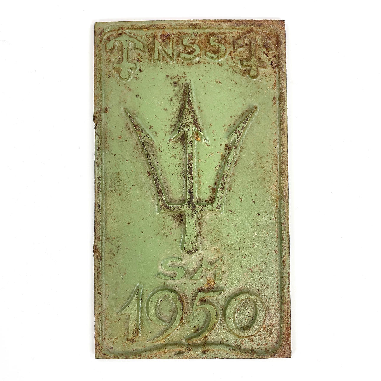 A cast iron plaque, “NSS, SM 1950".