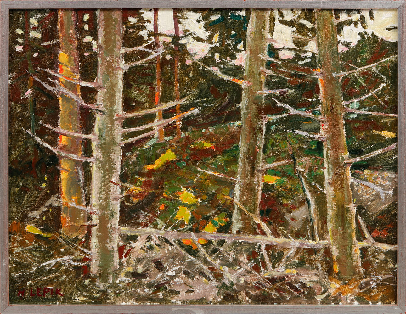 HUGO LEPIK. Forest, oil on canvas, signed.