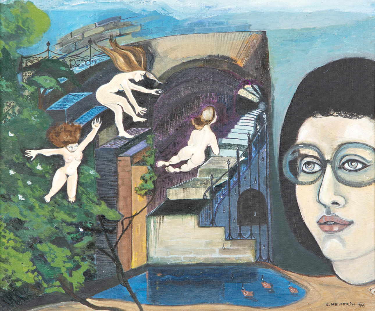 SILVIA HELPERIN. "Innan uppvaknandet", olja på duk, signerad S. Helperin -76.