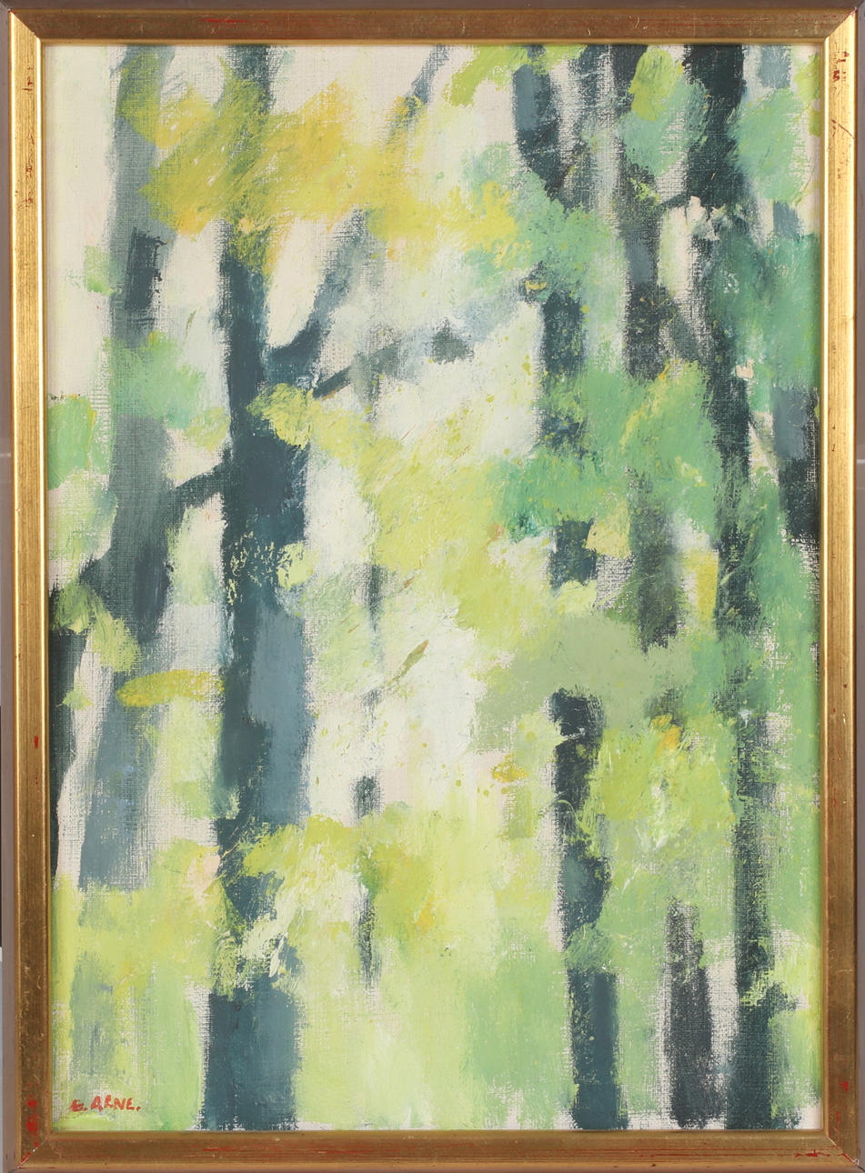 GUSTAV ARNE. “Beech forest, early spring”, oil on canvas, signed.