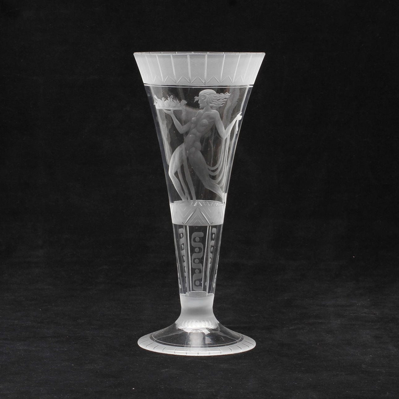 VAS, glas, Lars Kjellander, egen gravyrstudio i Vetlanda. Signerad. 1920-tal.