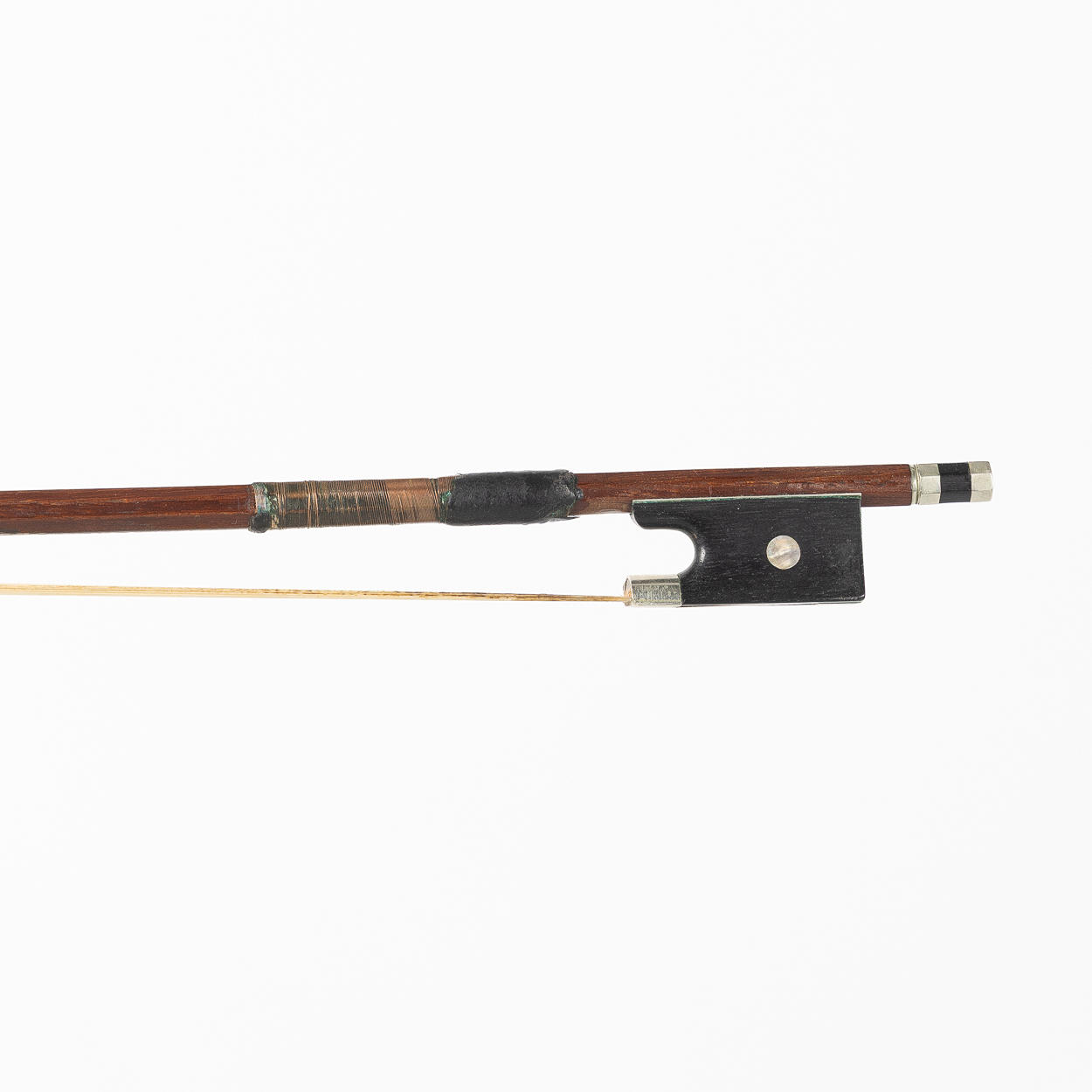 A mid-20th century nickel-mounted bow, unmarked.