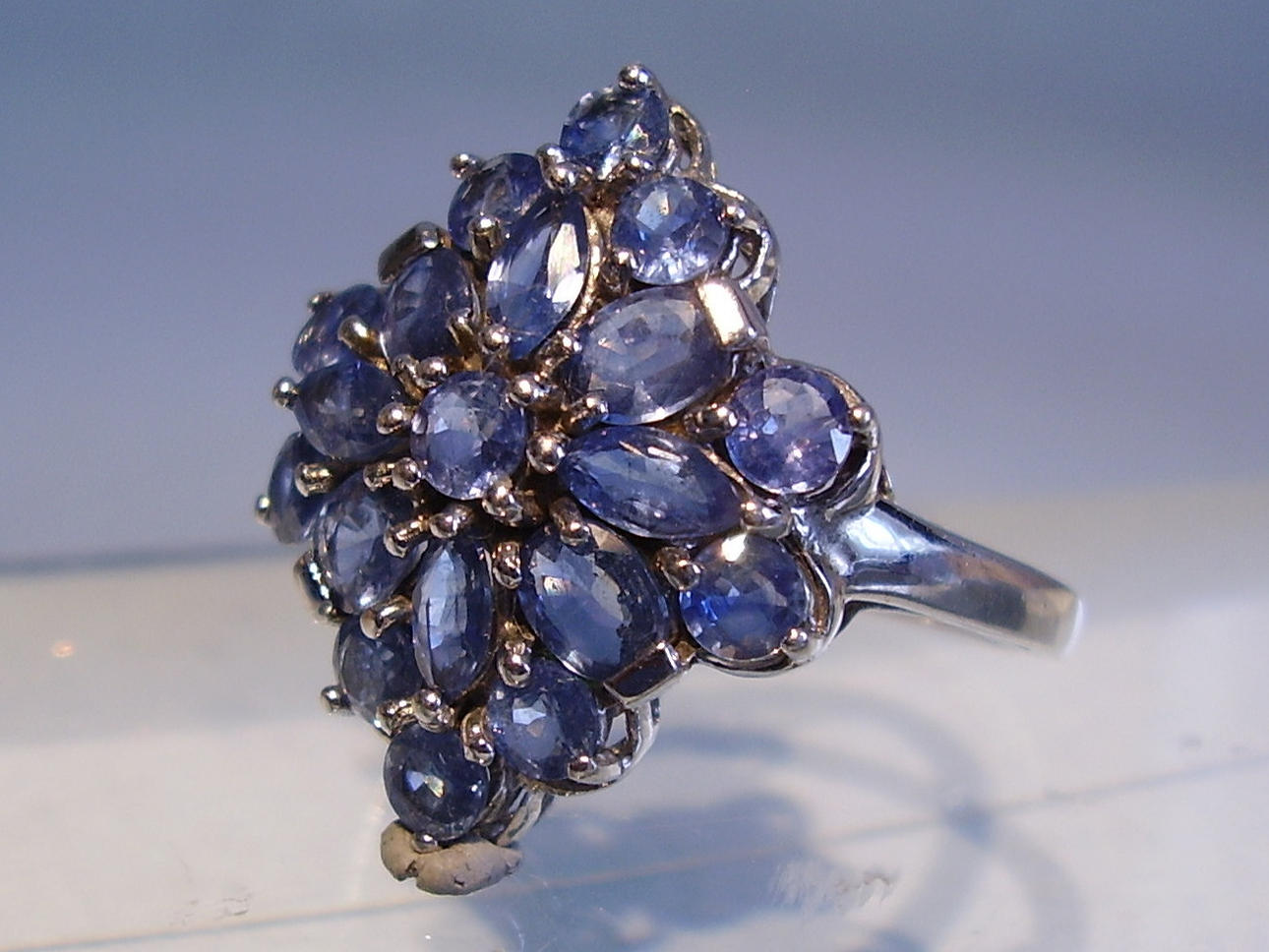 SAFIRRING SILVER SAFIRER 3,2 ct.