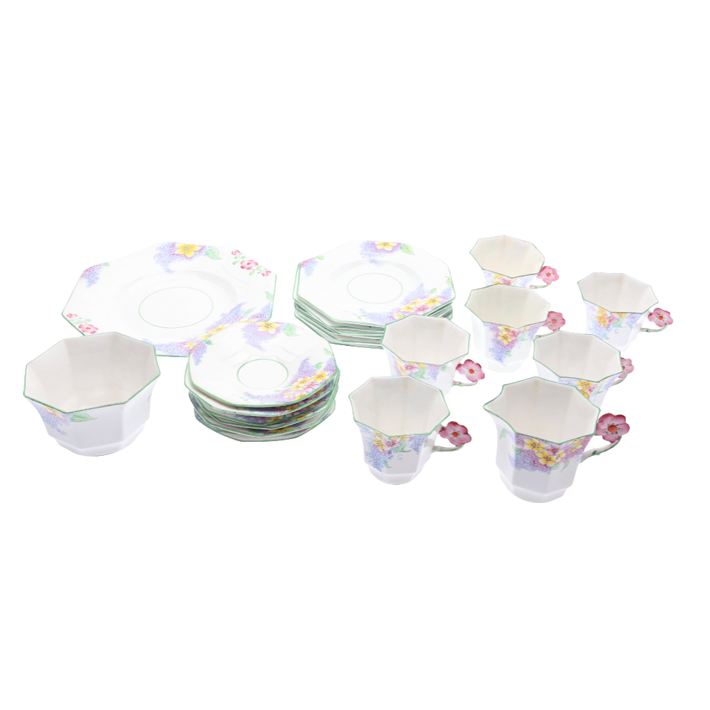 MELBA BONE CHINA "LILAC TIME" PATTERN PART TEA SET. (21).