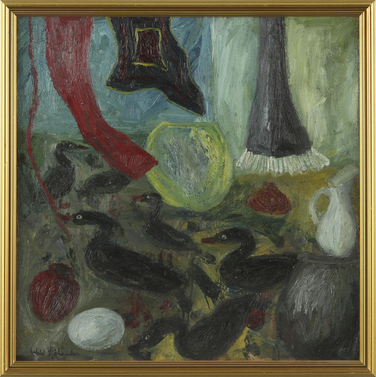 WALDERMAR SJÖLANDER. olja på duk, sign, utställd på Liljevalchs Konsthall 1952.