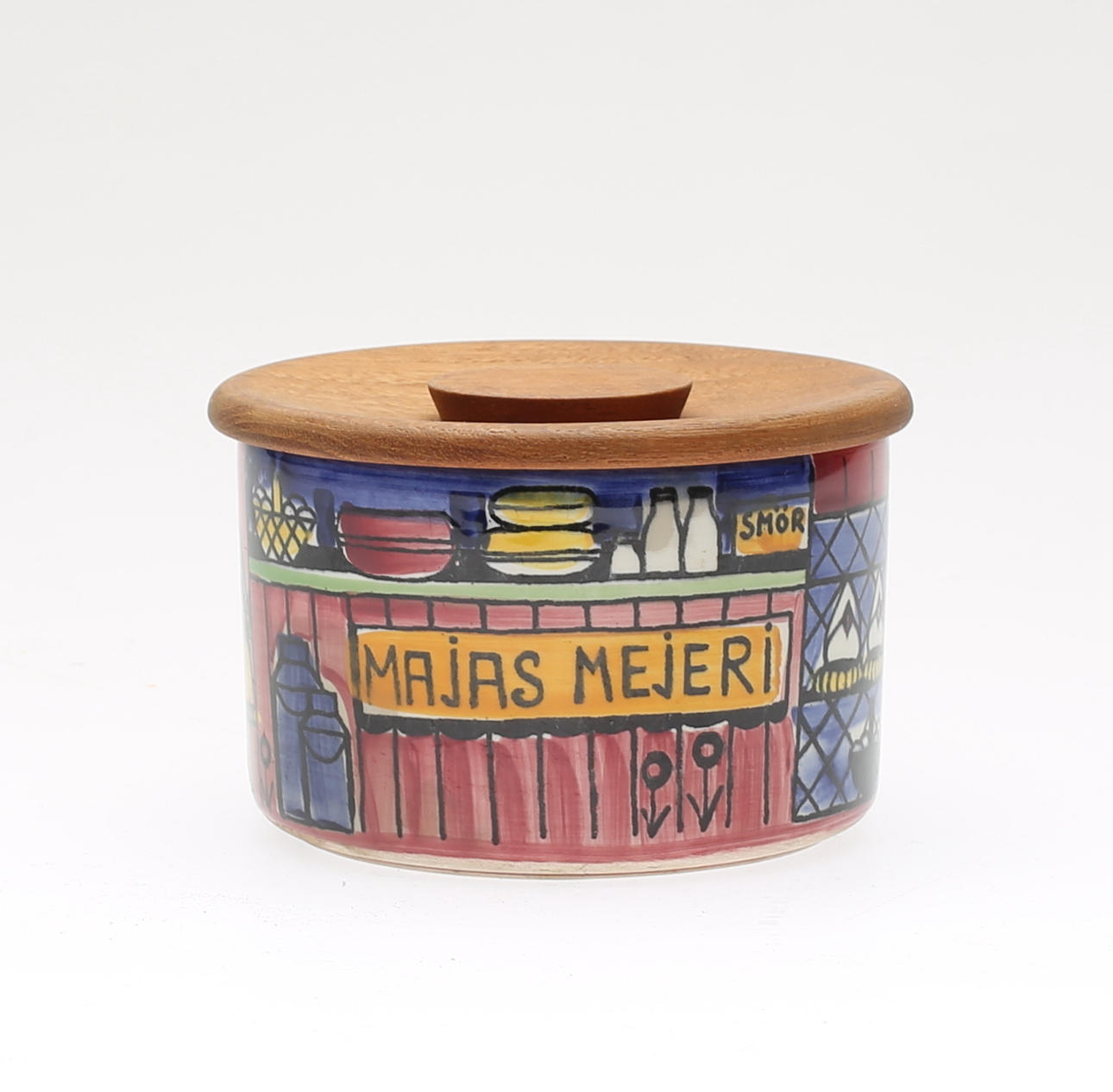 BURK, porslin, "Majas Mejeri" ur serien Vår Lilla Stad, Anite Nylund, JIE, Grantofta.