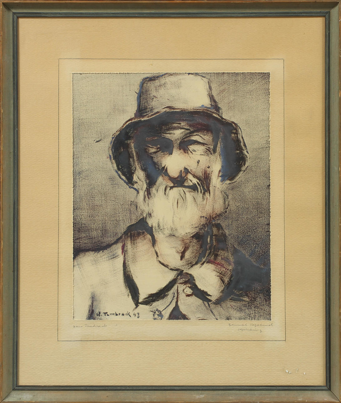 HANS TOMBROCK. Gammal vagabond, blandteknik, sign.